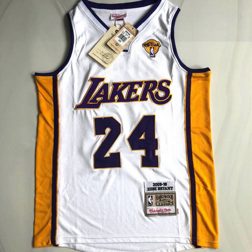 Men's Los Angeles Lakers Kobe Bryant #24 Throwback White 2009-10 Hardwood Classics Jersey-Pro Kit Vault | Brand New 26/27 Sports Jerseys